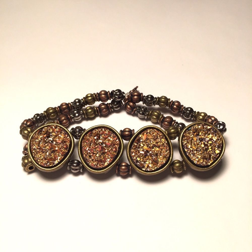 Mixed Metal & Topaz Druzy Bracelet